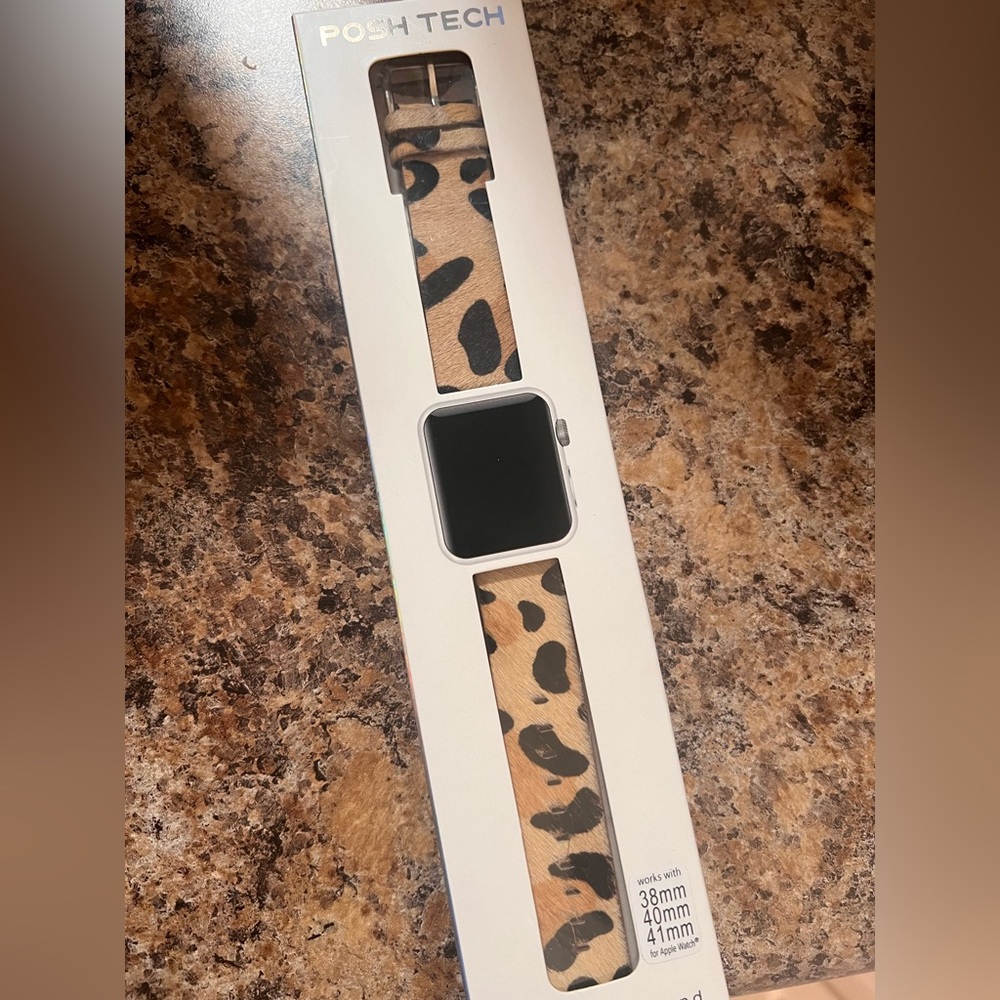 Posh tech animal print Apple Watch band.